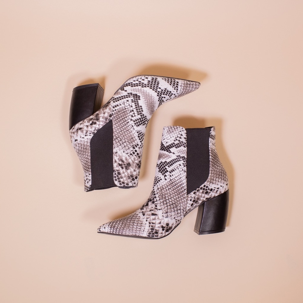 SOLD Black and White Snakeskin booties